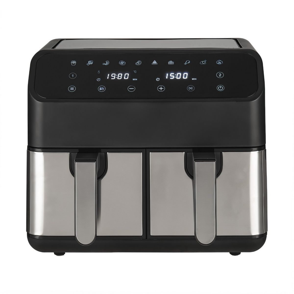 Dual door independent operation 2*4L smart 6-in-1 digital LCD display air fryer